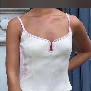 Paris Georgia White and Light Pink Bustier Tank